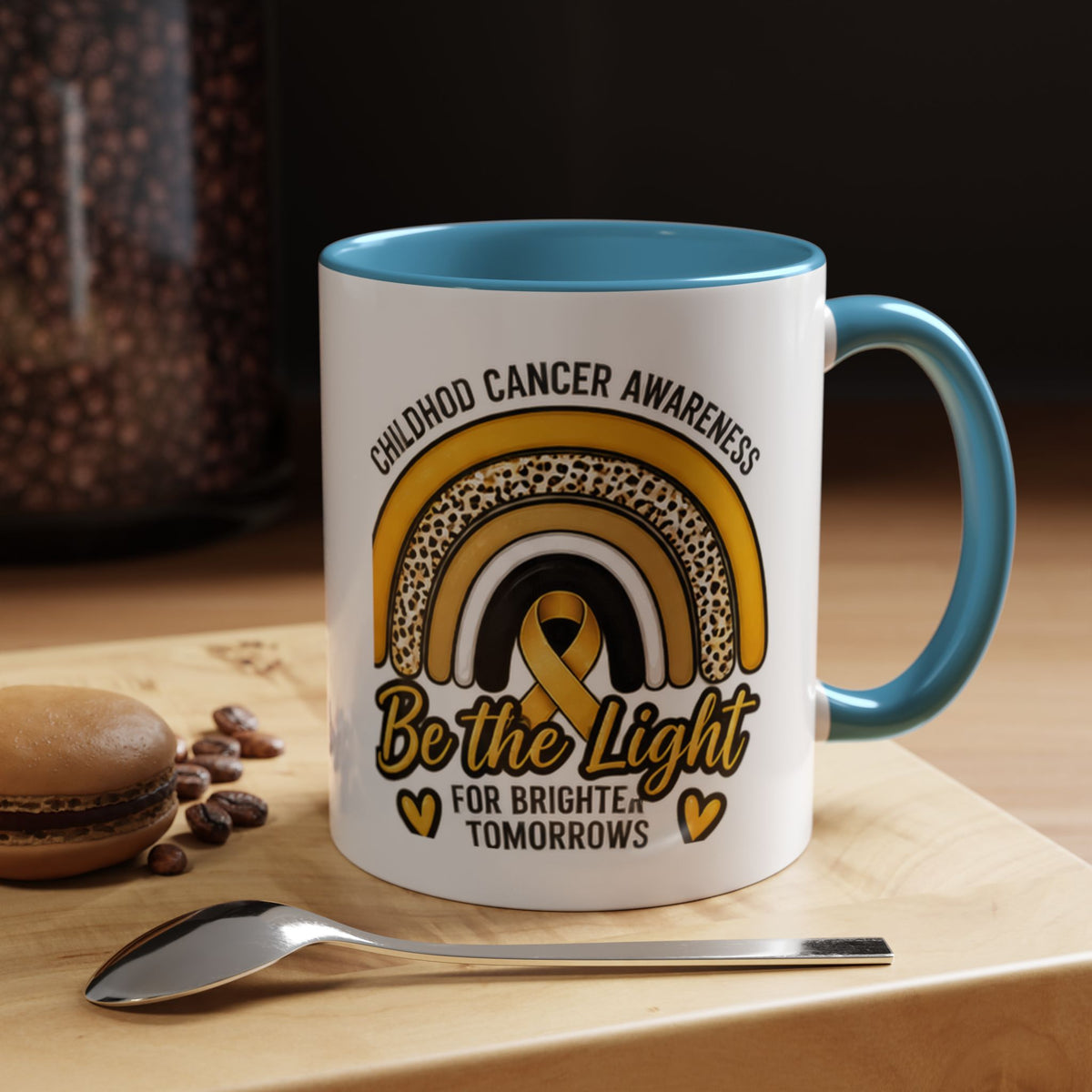 Childhood Cancer Awareness Accent Coffee Mug — "Be the Light" 11/15oz