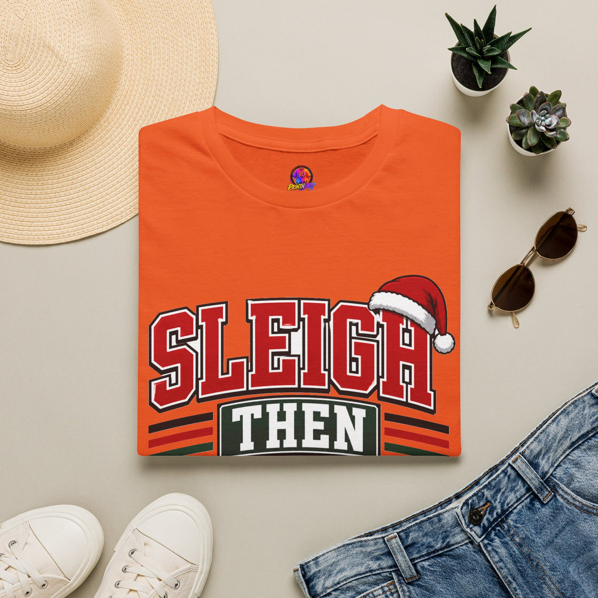 Sleigh Then Sweat T-Shirt – Christmas Fitness Holiday Tee