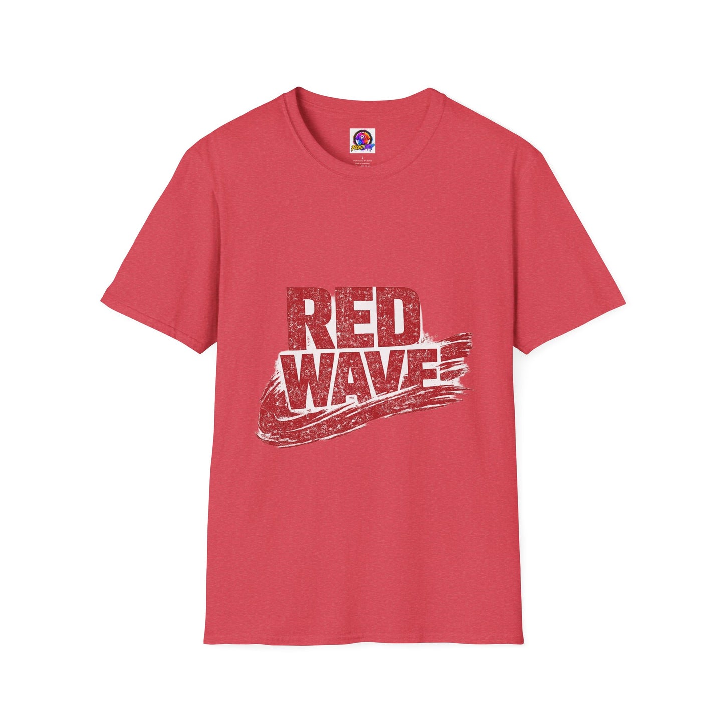 South Korea Red Wave Graphic T‑Shirt — Vintage Distressed Logo Tee