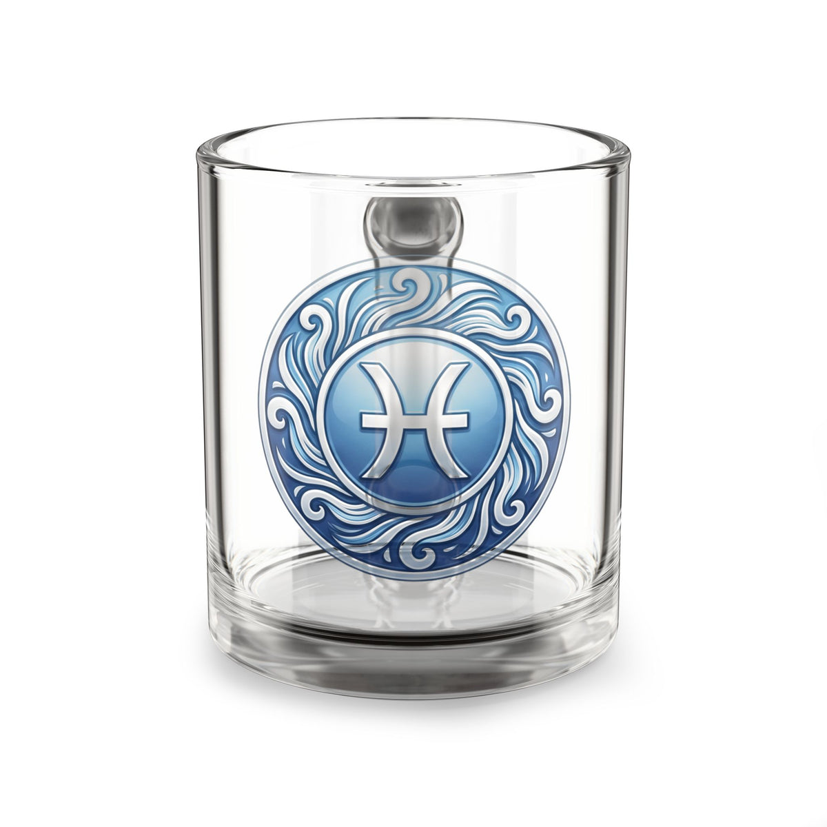 Pisces Zodiac Glass Mug — 10oz Astrology Coffee Cup, Blue Pisces Symbol