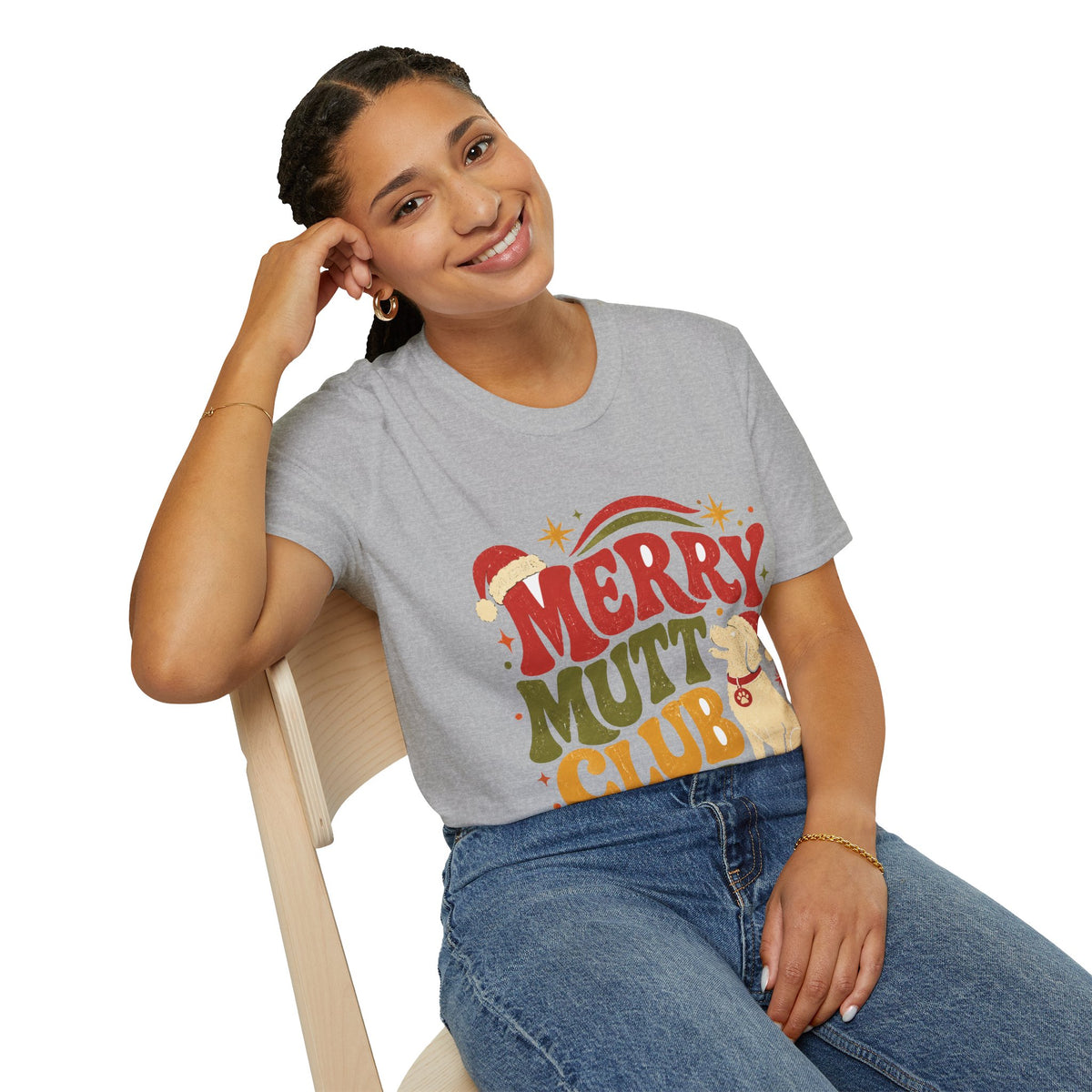 Merry Mutt Club T-Shirt — Retro Christmas Dog Lover Tee