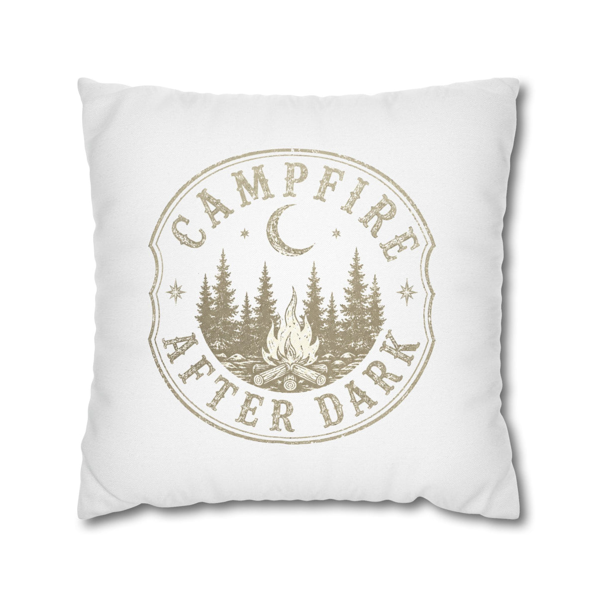 Campfire After Dark Decorative Pillowcase Milo Bailey Dog Dad Mom — Outdoor Rustic Woodland Accent
