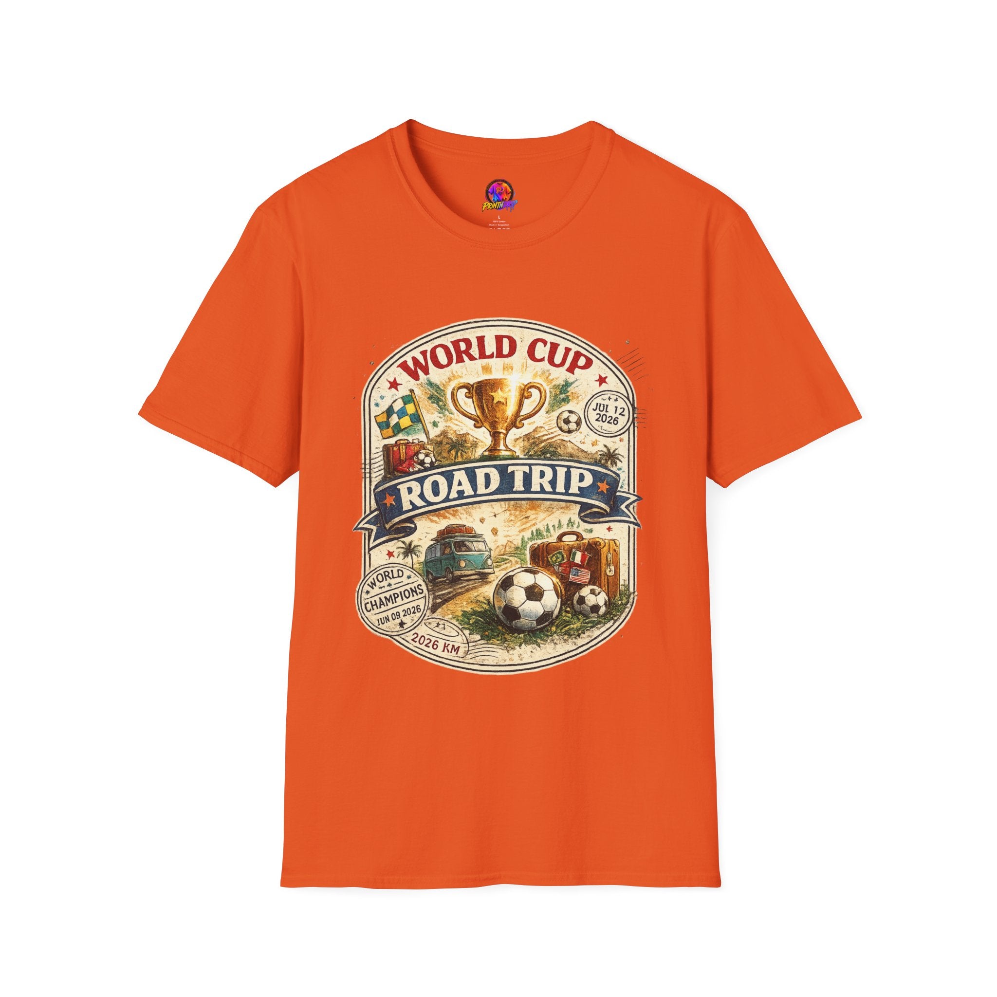World Cup Road Trip T-Shirt — Vintage Soccer Trophy Design