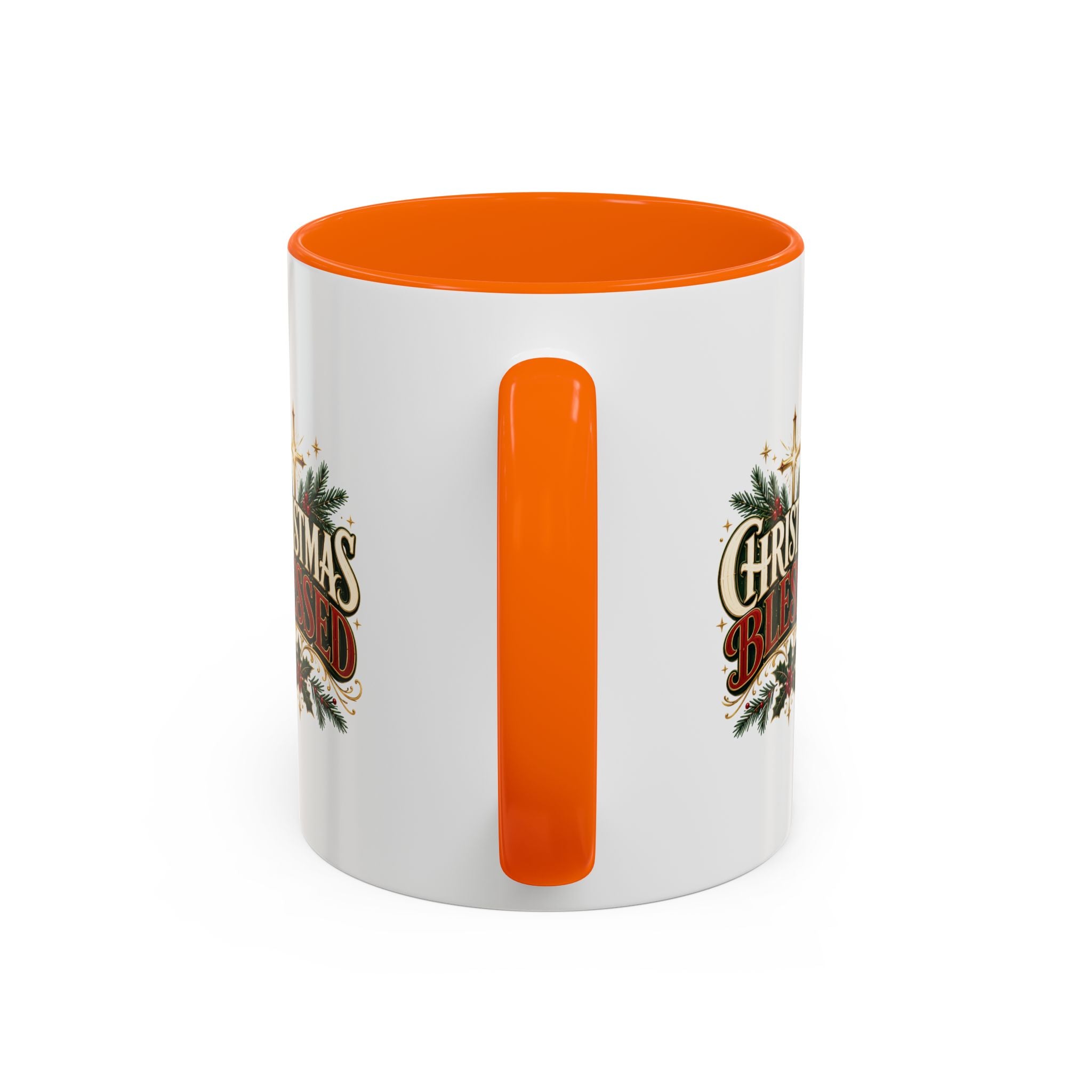 Christmas Blessed Accent Coffee Mug – Holiday Pine & Holly