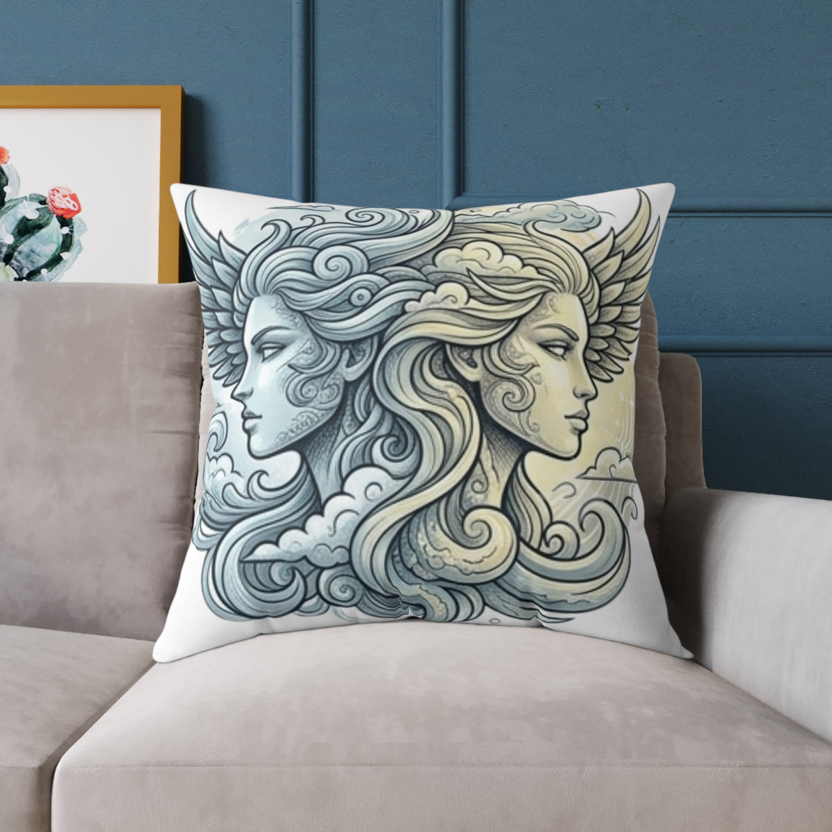 Gemini Zodiac Astrological Double Face Square Poly Canvas Pillow