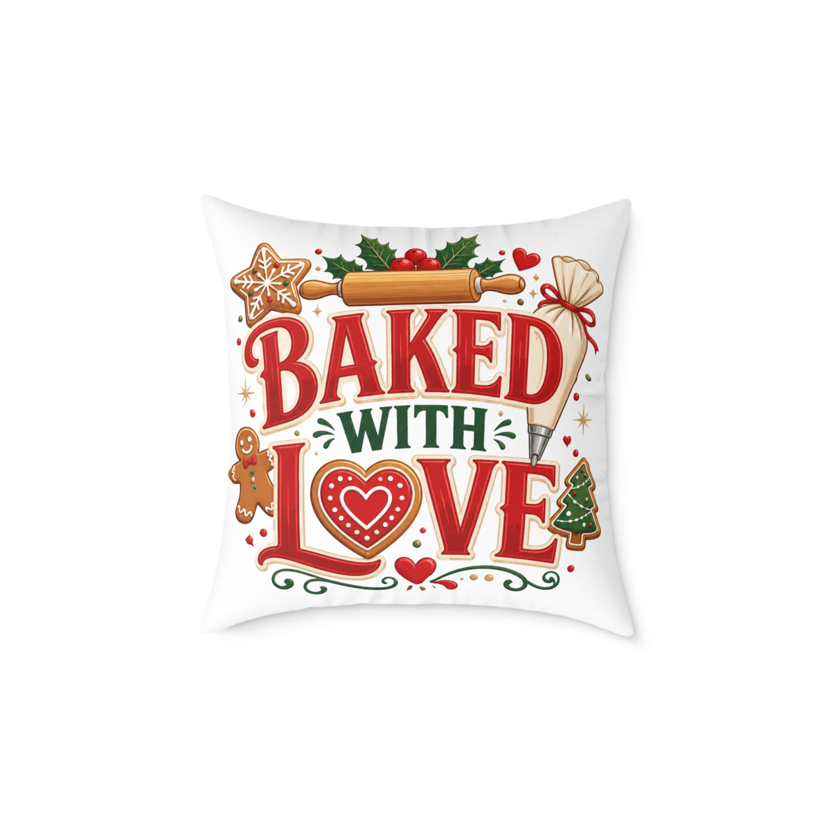 Christmas Baked With Love Square Poly Canvas Pillow