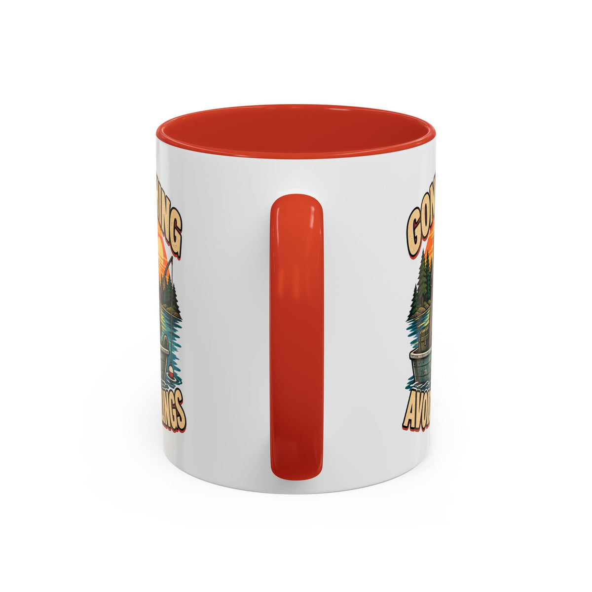 Funny And Witty "Gone Fishing Avoiding Feelings" Accent Coffee Mug (11, 15oz)