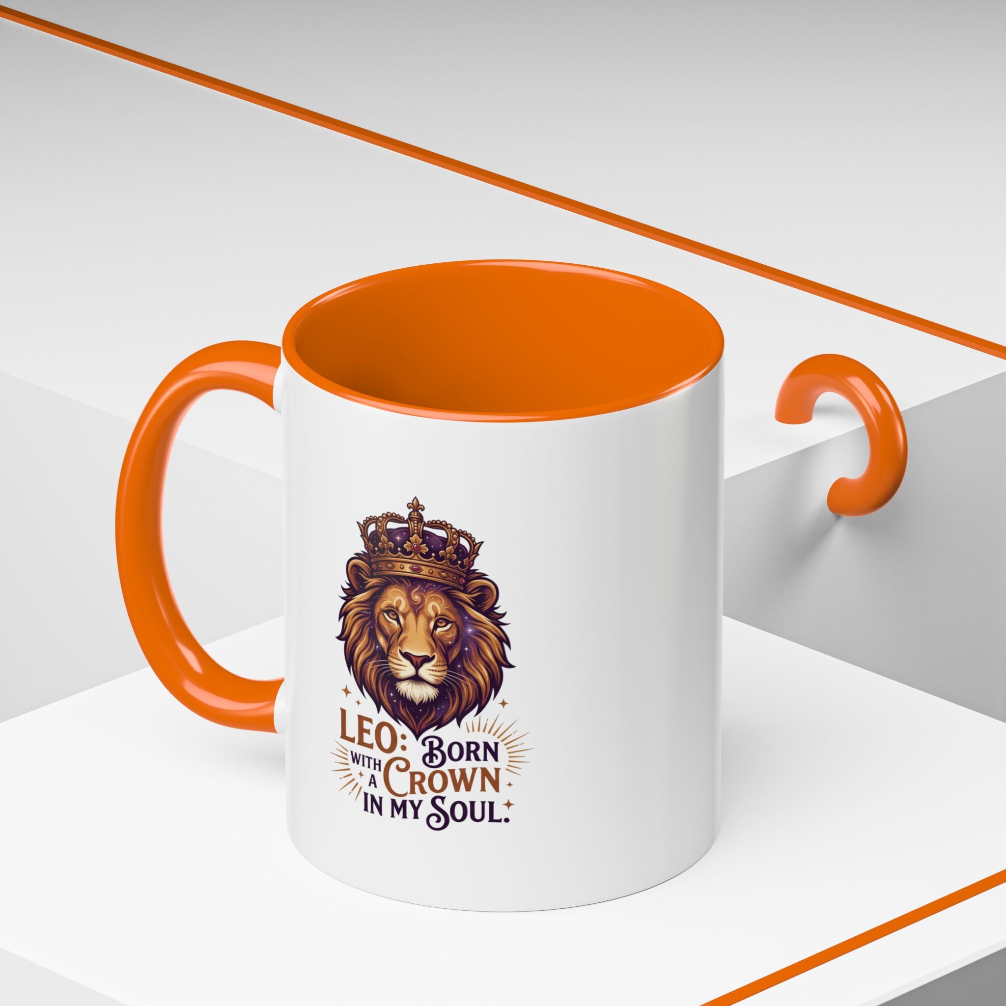 Leo Zodiac Coffee Mug — "Born with a Crown in My Soul" Lion Design