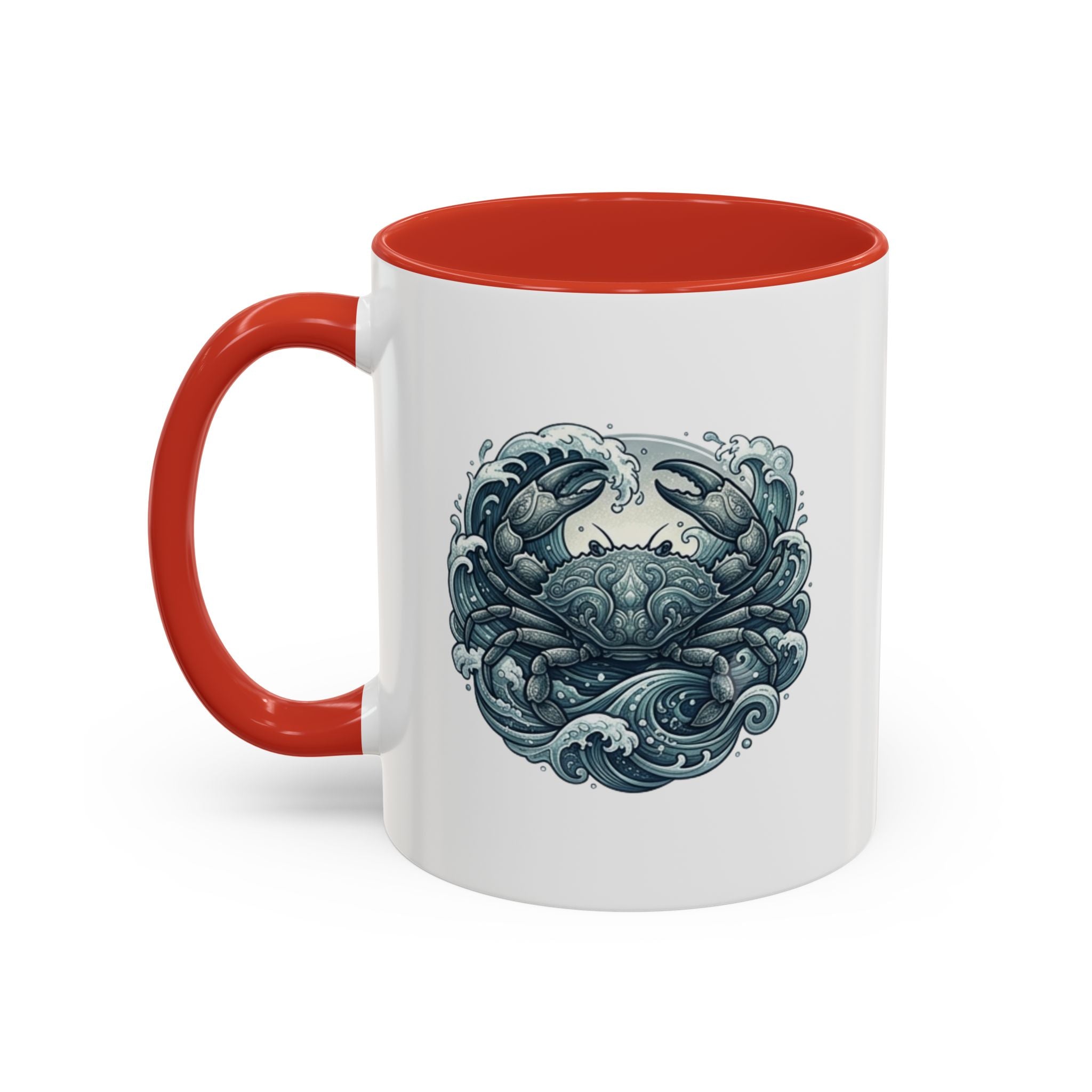 Crab Wave Accent Coffee Mug — Nautical Ocean Art