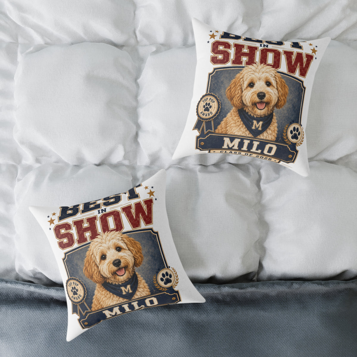 Best in Show Dog Pillow — Milo Bailey Dog Dad Mom  Personalized Milo Decorative Throw Pillow