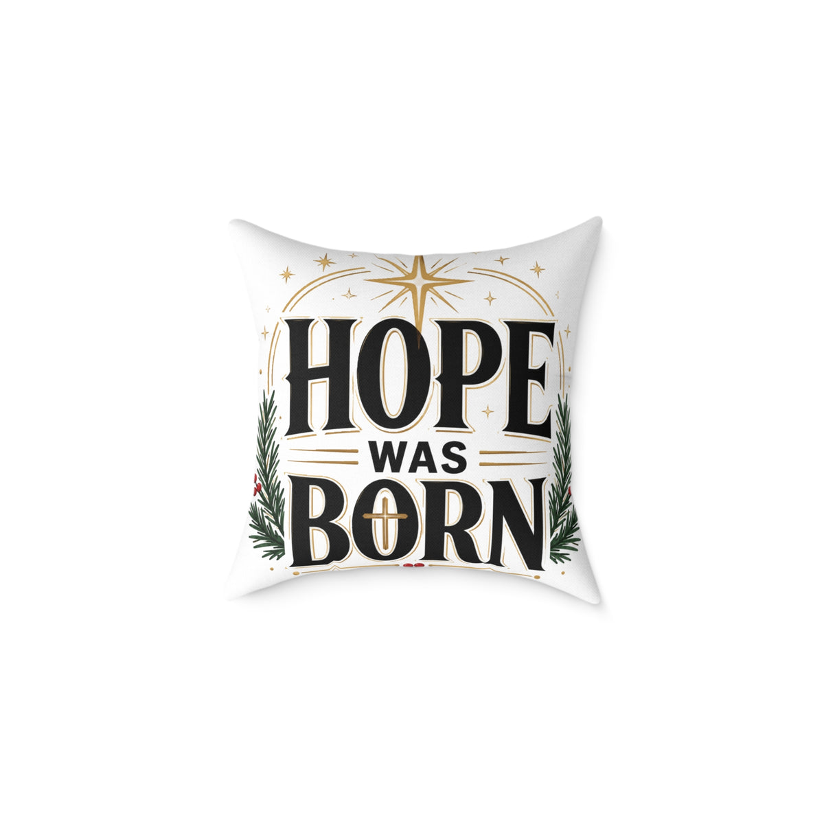Christmas Hope Was Born Christmas Throw Pillow — Holiday Nativity Decor