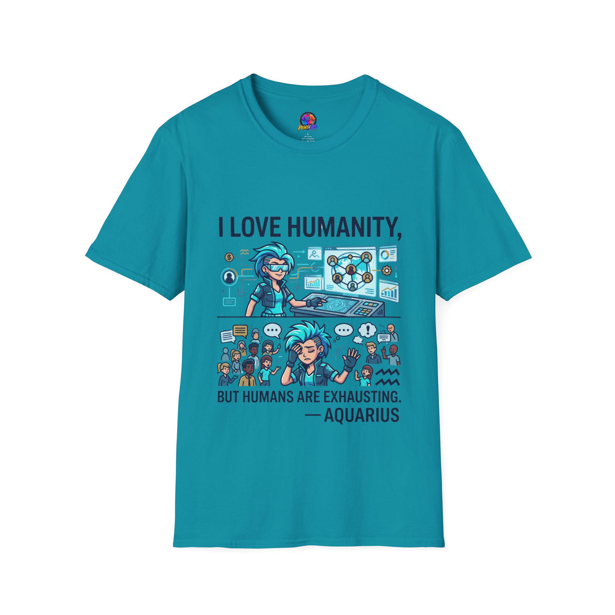 Aquarius Zodiac I Love Humanity T-Shirt — Funny Aquarist Marine Biologist Tee