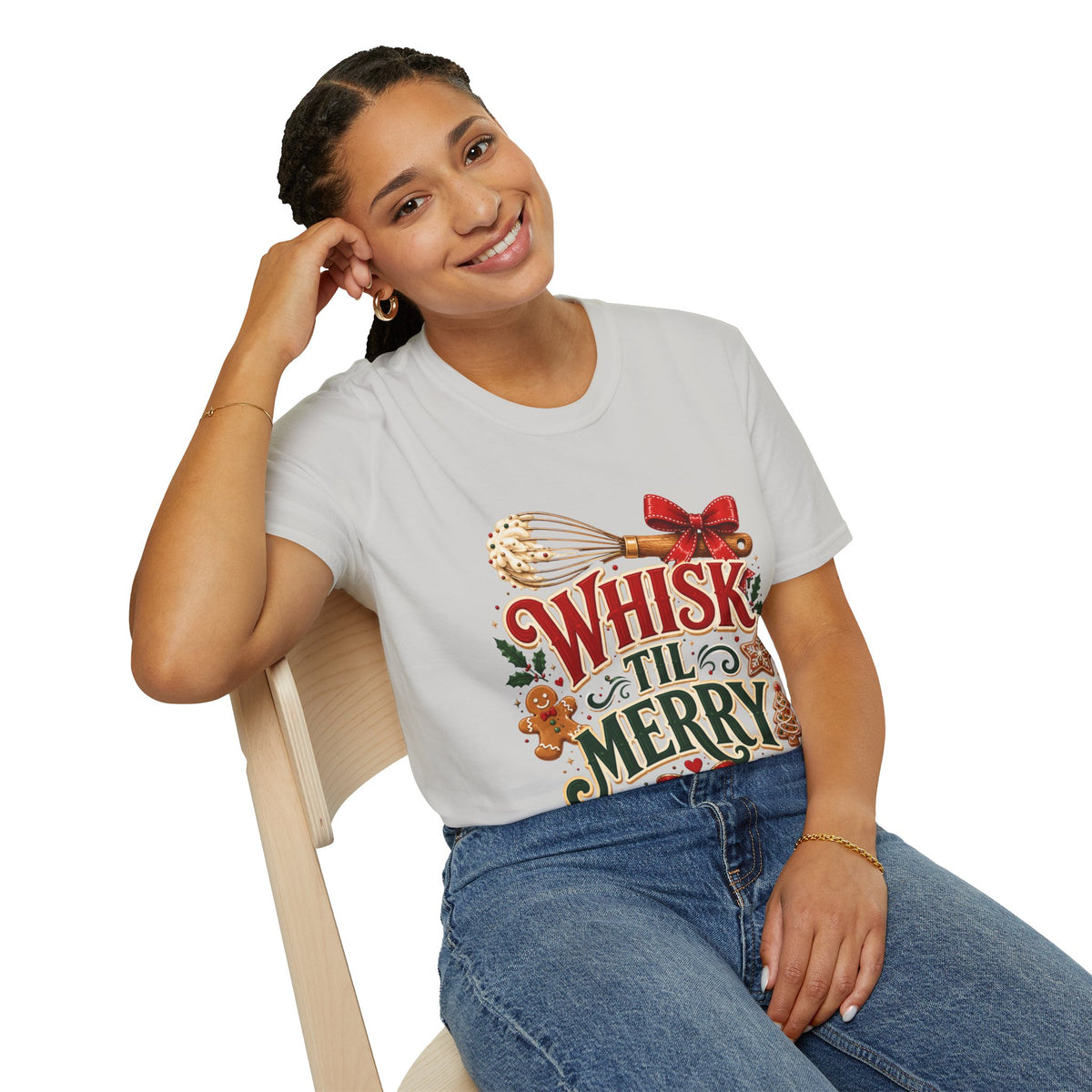 Christmas Baking T-Shirt — "Whisk 'Til Merry" Holiday Tee