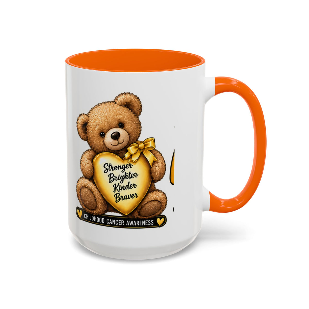 Gold Ribbon Teddy Bear Childhood Cancer Awareness Accent Mug (11/15oz)