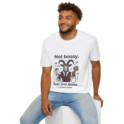 Capricorn T-Shirt — "Not Bossy, Just the Boss" Zodiac Goat Tee