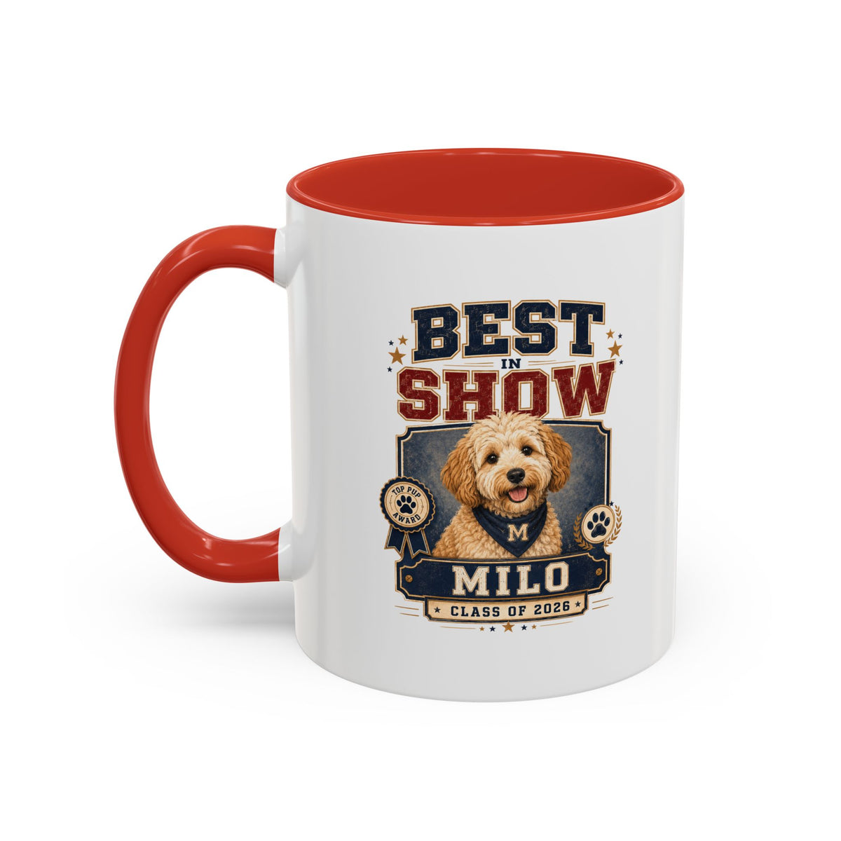 Milo Bailey Dog Dad Mom Best in Show Personalized Dog Photo Coffee Mug — Custom Name & Year