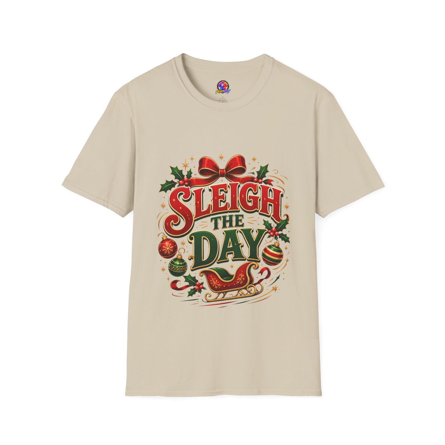 Christmas T-Shirt — "Sleigh the Day" Holiday Graphic Tee