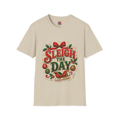 Christmas T-Shirt — "Sleigh the Day" Holiday Graphic Tee