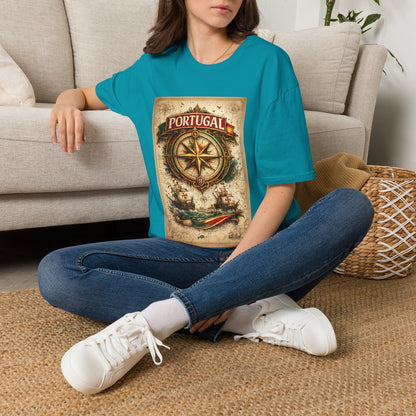Portugal Compass T‑Shirt — Vintage Nautical Travel Tee