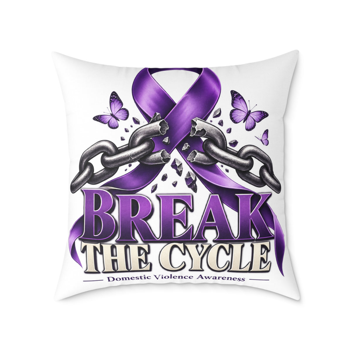 Break the Cycle Awareness Pillow — Purple Ribbon Domestic Violence Support