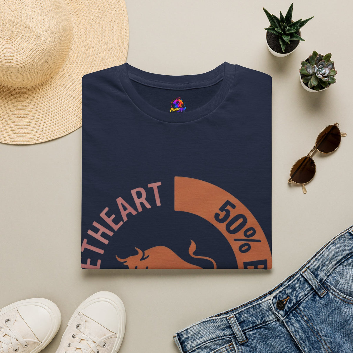 Taurus Bull 50% Sweetheart Graphic T-Shirt — Zodiac Taurus Valentine Tee