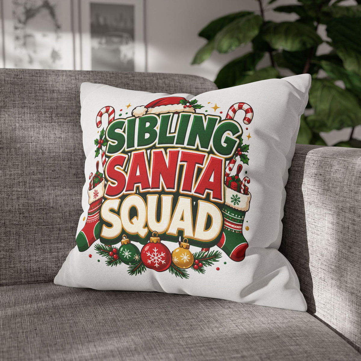 Christmas Sibling Santa Squad Pillowcase