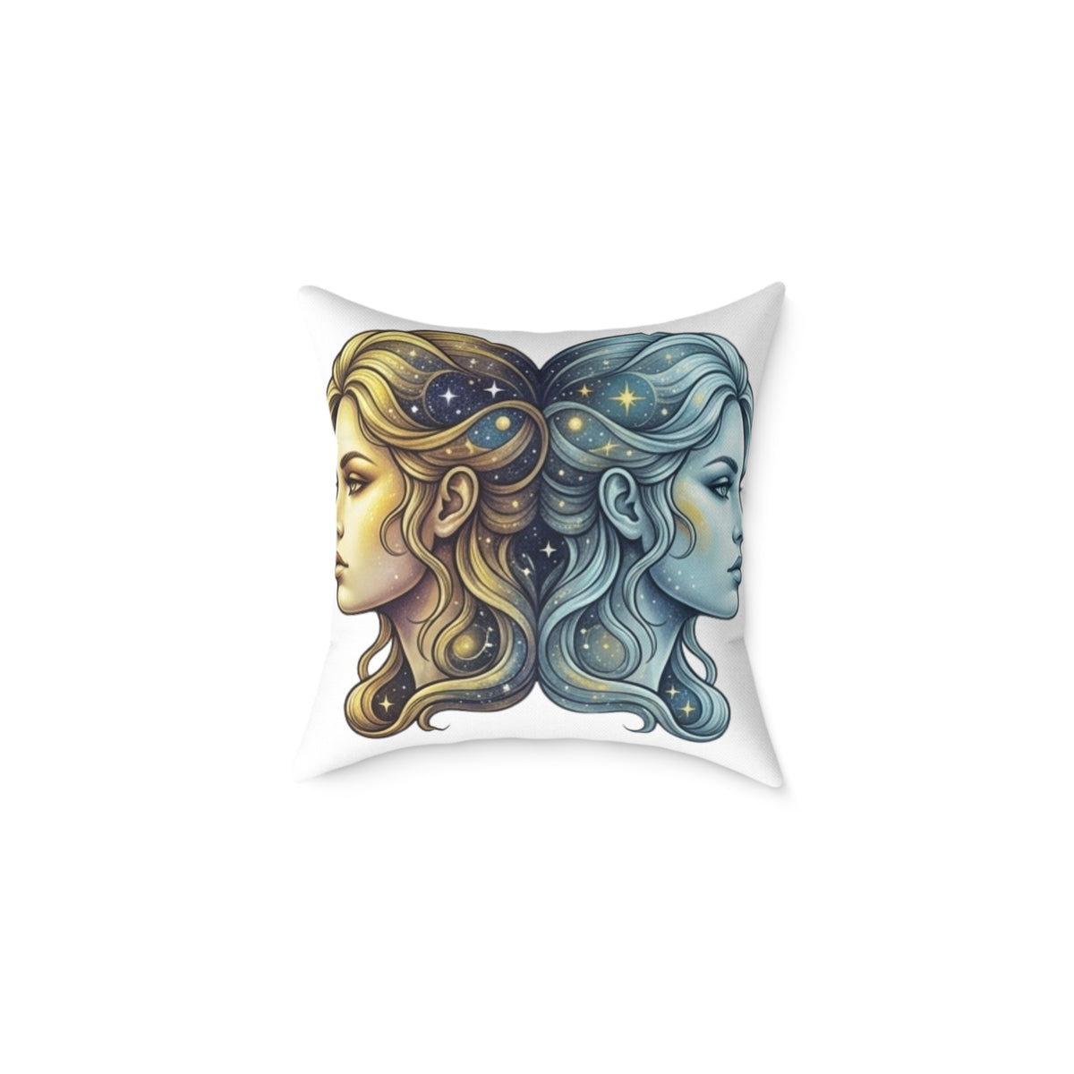 Zodiac Gemini Double-Face Art Pillow — Celestial Sun & Moon Decorative Throw Pillow