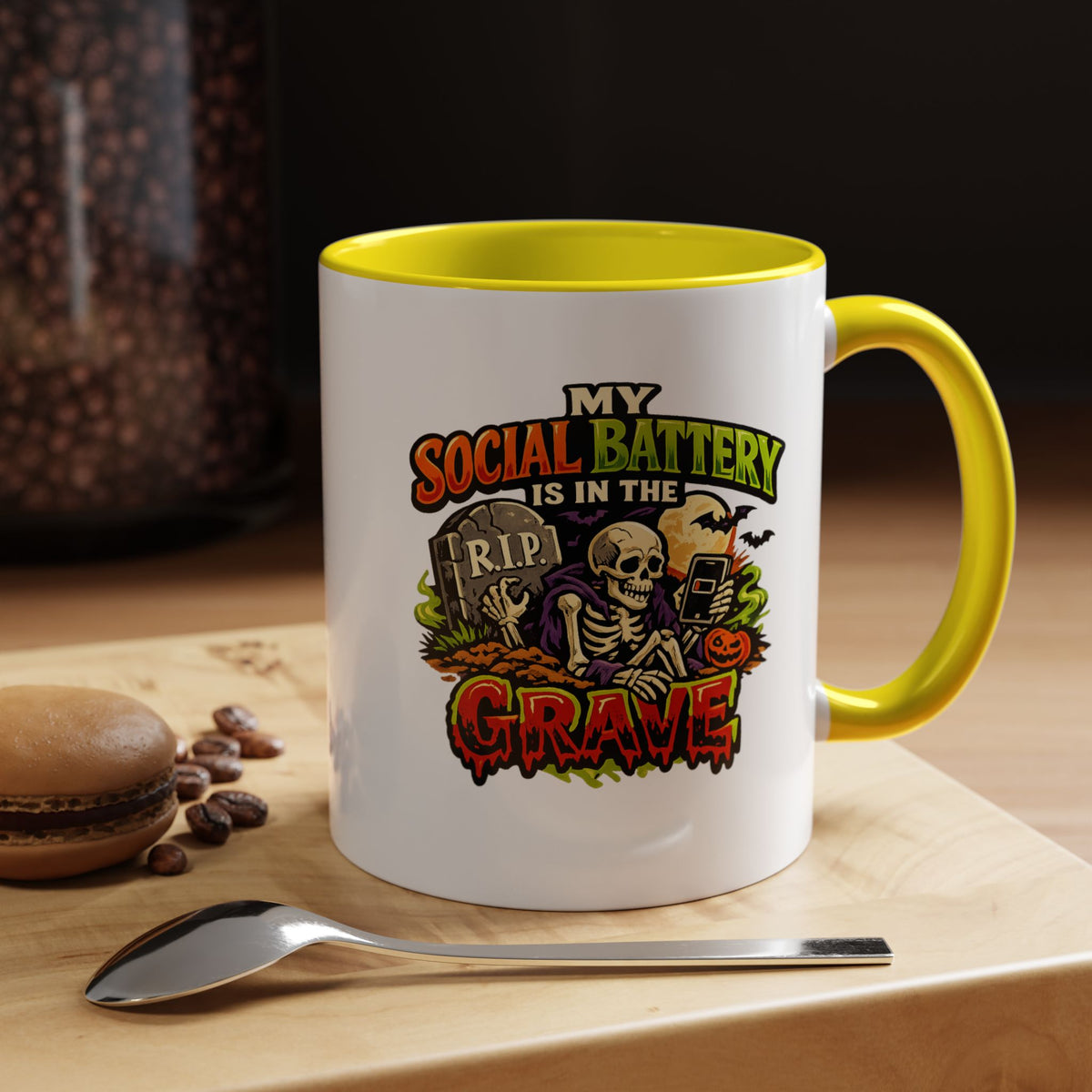 Halloween  Social Battery Is Low Accent Coffee Mug