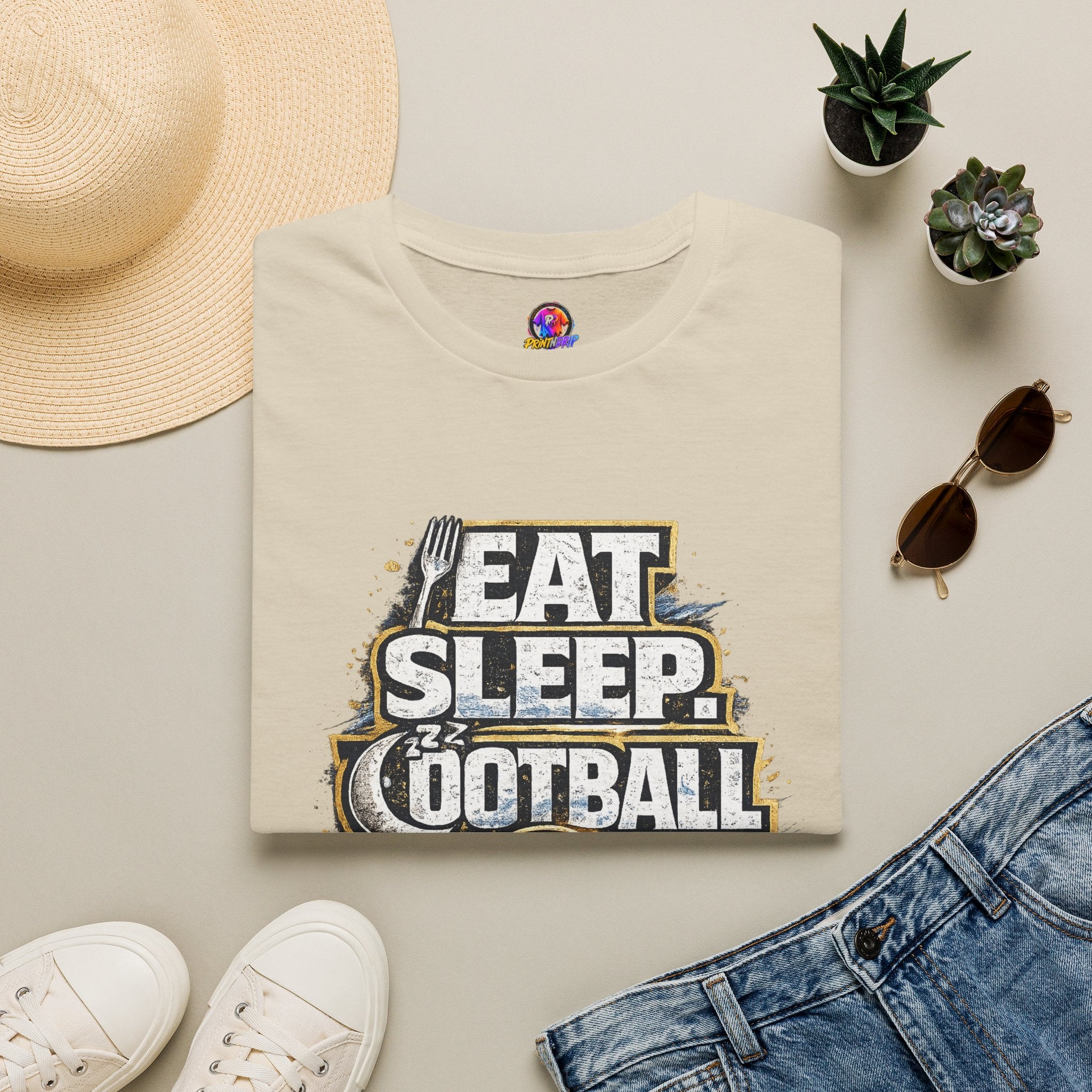 Football 'Eat Sleep Football Repeat' T-Shirt — Vintage Soccer Fan Tee