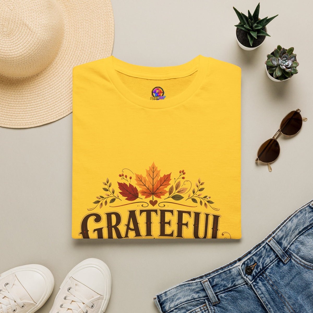Thanksgiving T-Shirt Grateful Heart T-Shirt — Autumn Leaves Thanksgiving Tee