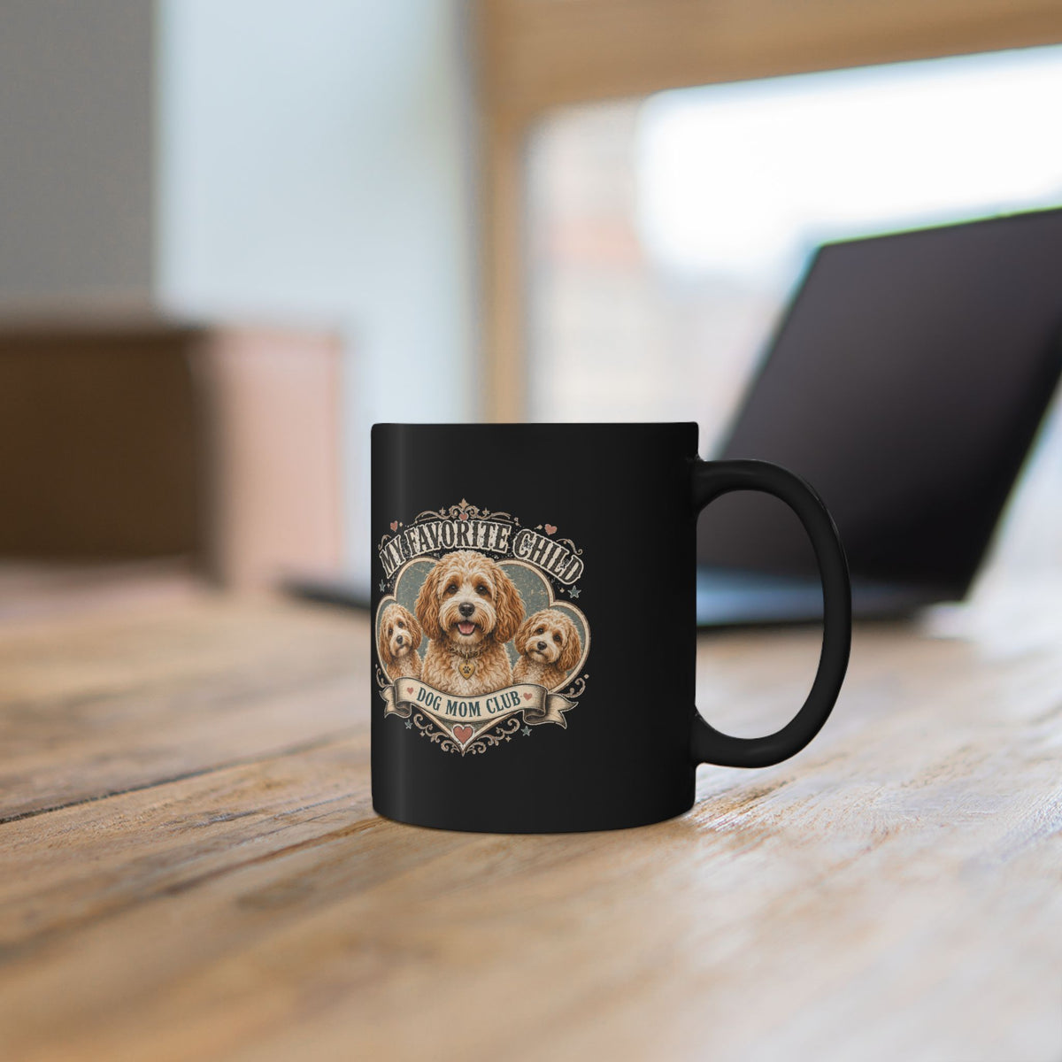 Milo Bailey Dog Mom Mug — “My Favorite Child: Dog Mom Club” Black Coffee Cup
