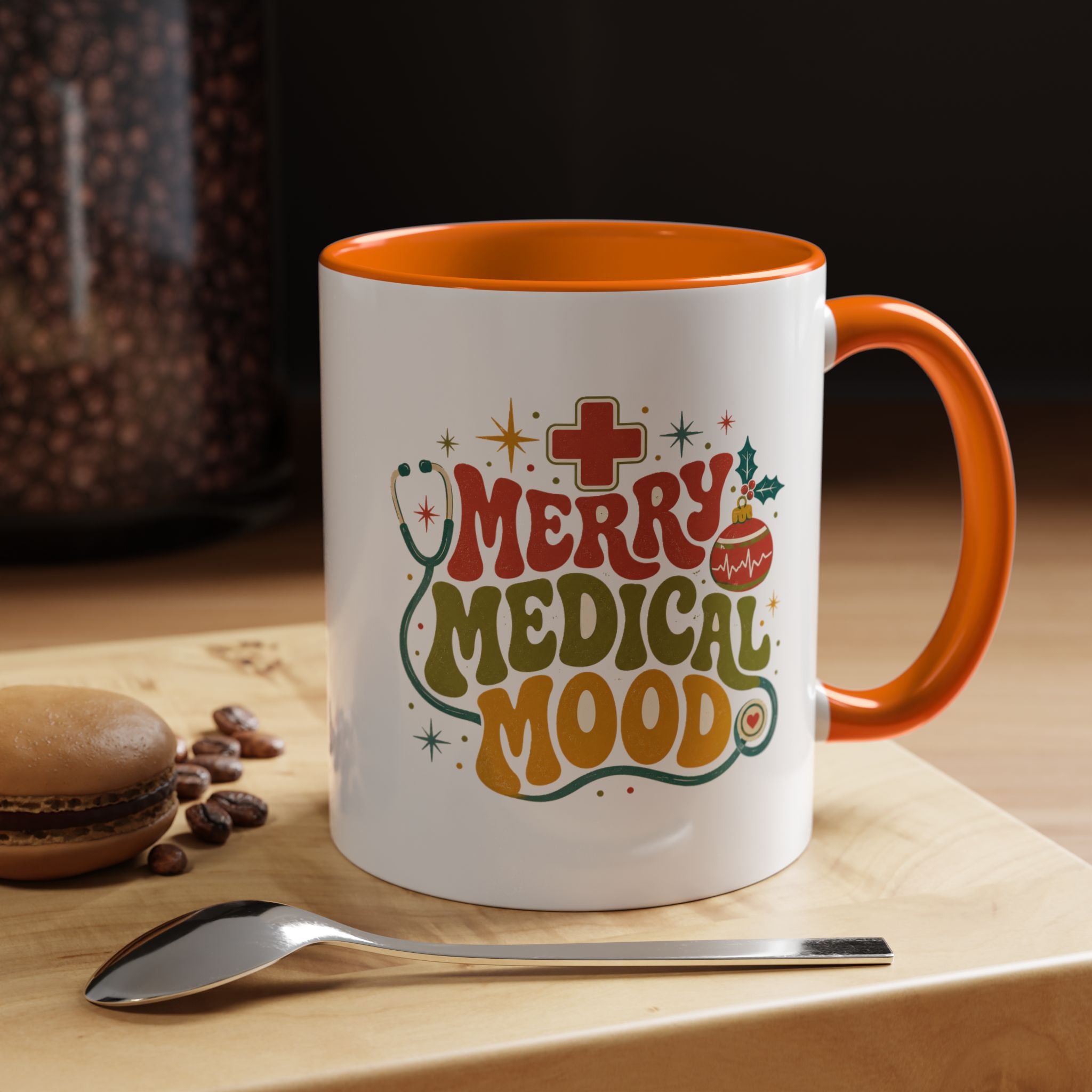 Modern Day Christmas Merry Medical Mood Accent Coffee Mug — Holiday Nurse & Doctor Gift