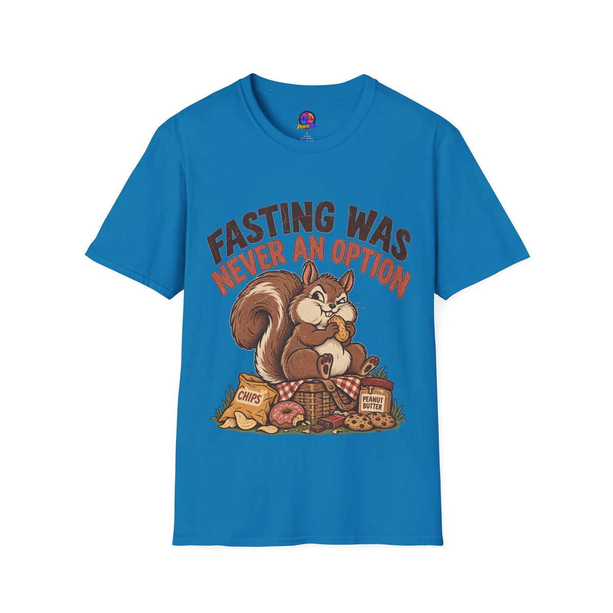 Fasting Was Never an Option T-Shirt — Funny Squirrel Eating Snacks Tee