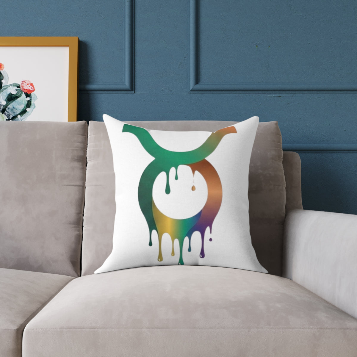 Zodiac Dripping Taurus Astrological Square Poly Canvas Pillow
