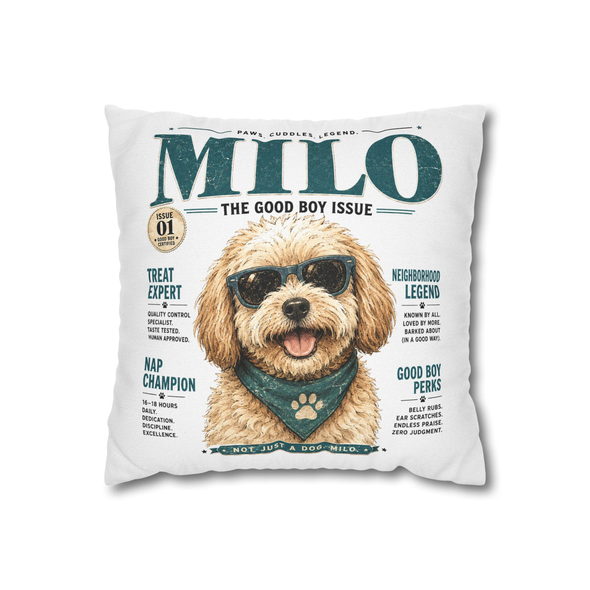 Milo 'The Good Boy Issue' Decorative Pillowcase Milo Bailey Dog Dad Mom