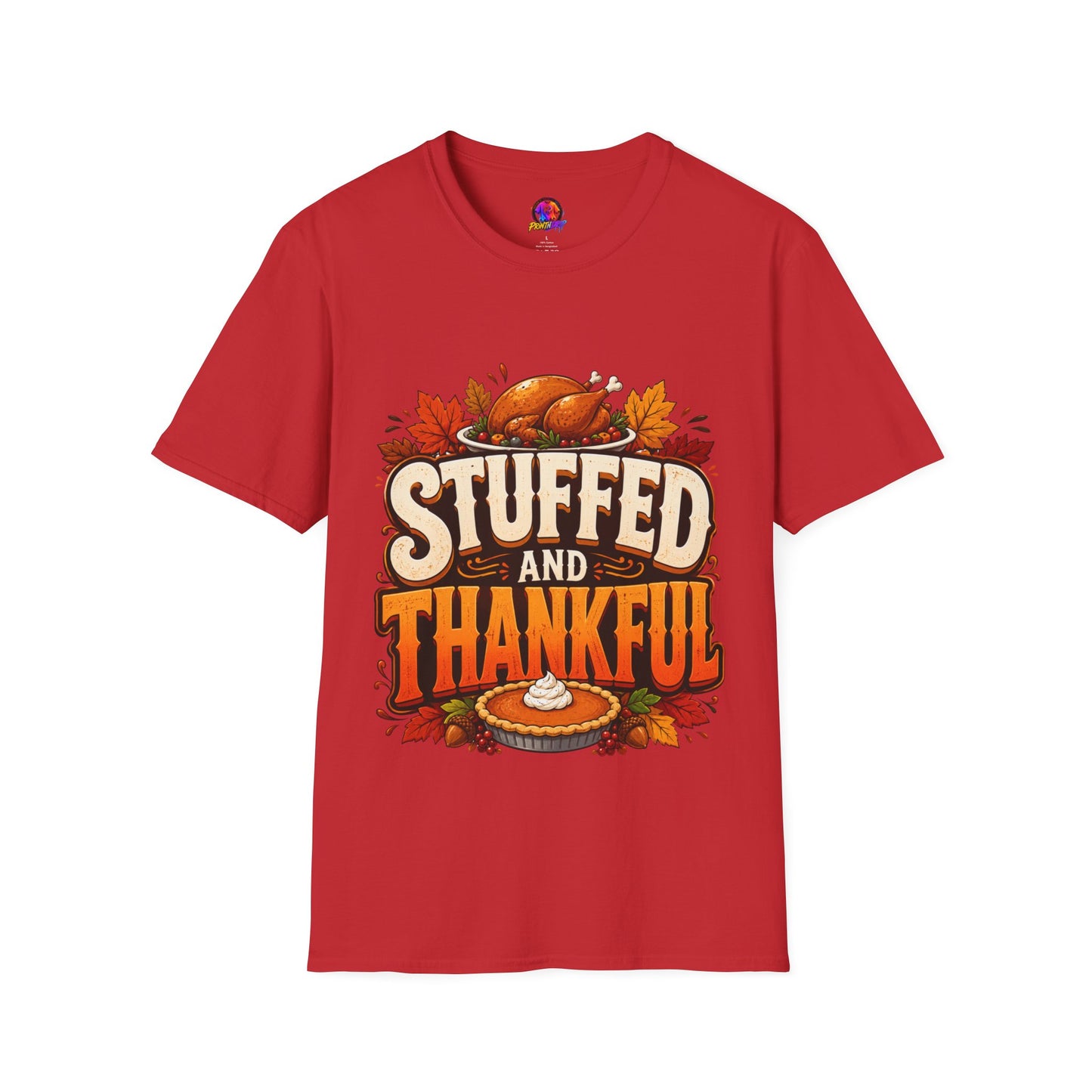 Thanksgiving T-Shirt — "Stuffed and Thankful" Turkey Design