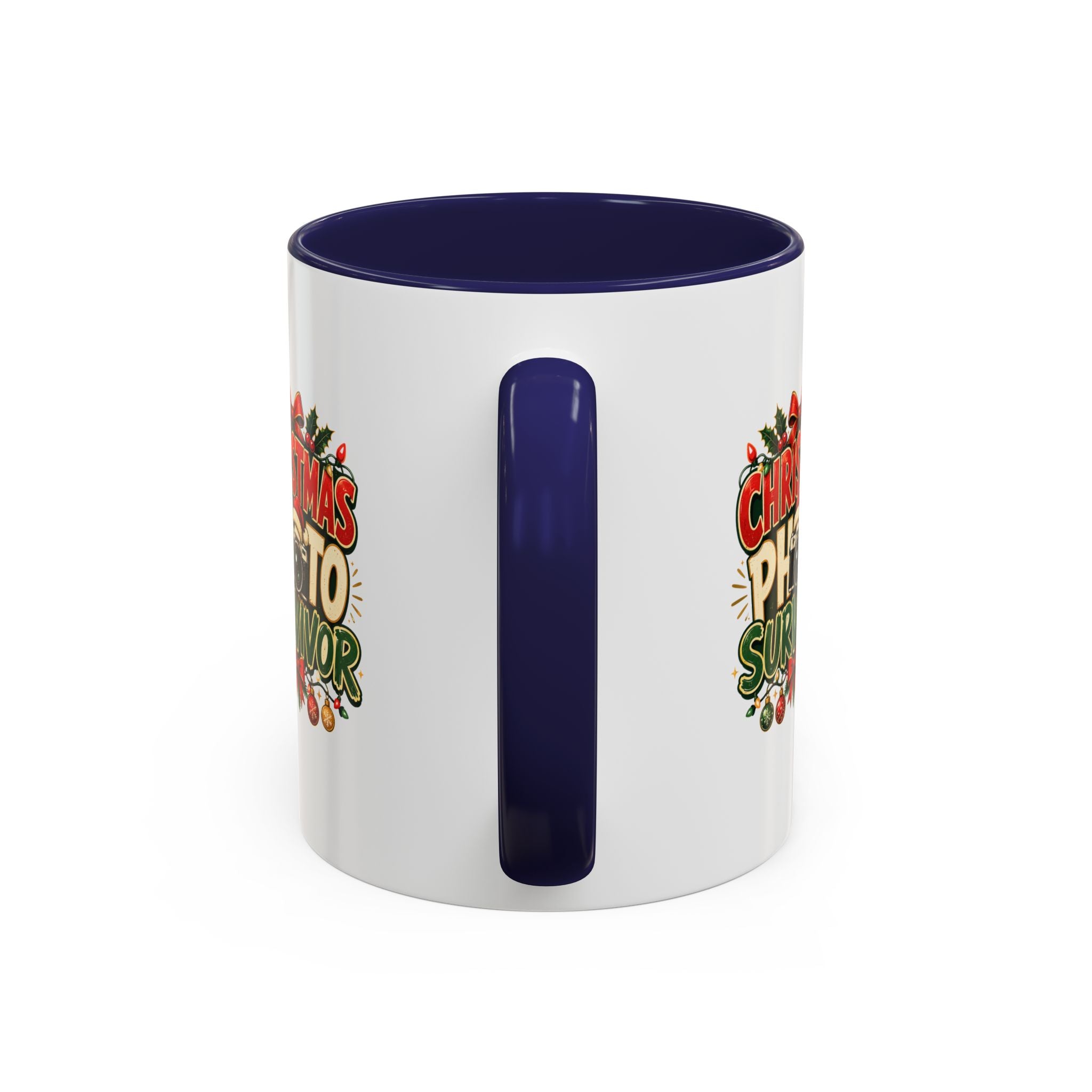 Christmas Photo Survivor Accent Coffee Mug — Holiday Photographer Gift