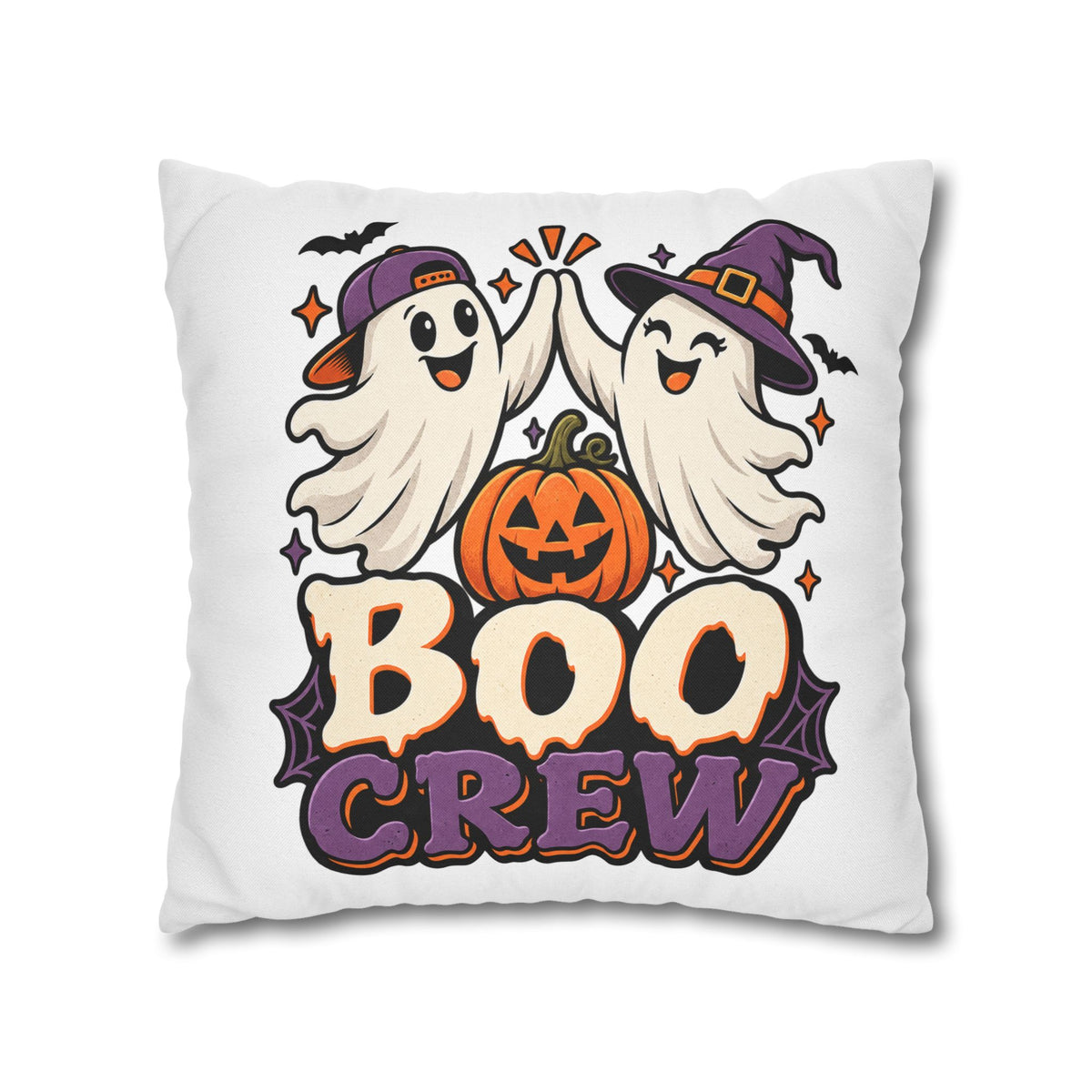 Halloween Boo Crew Pillowcase — Cute Ghost Pumpkin Decorative Throw Pillow Cover