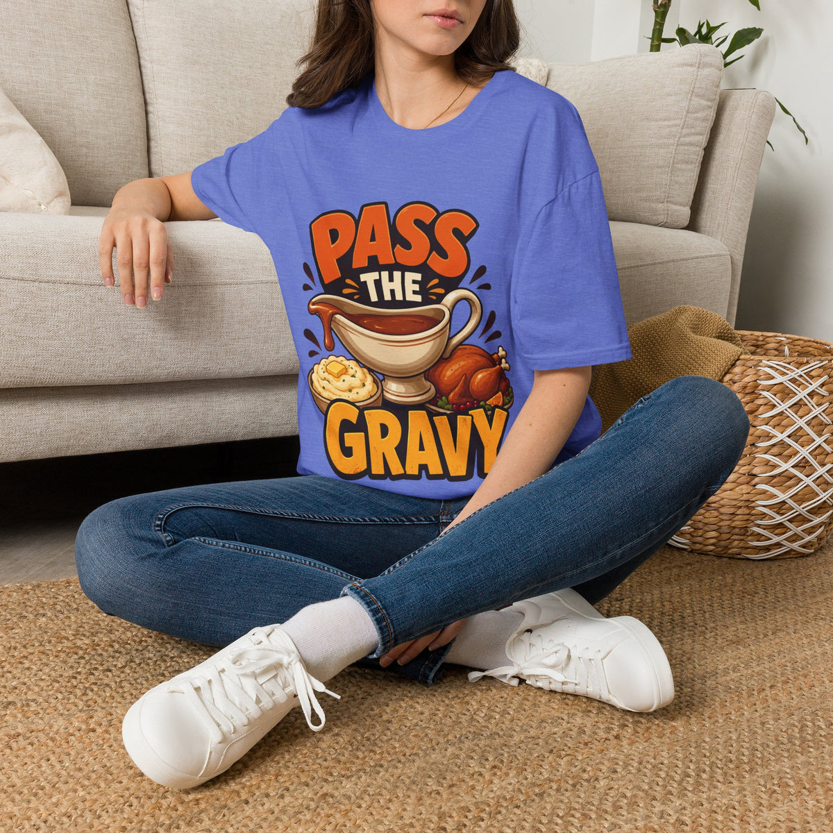 Thanksgiving T-Shirt Pass the Gravy T-Shirt — Funny Thanksgiving Turkey Dinner Tee