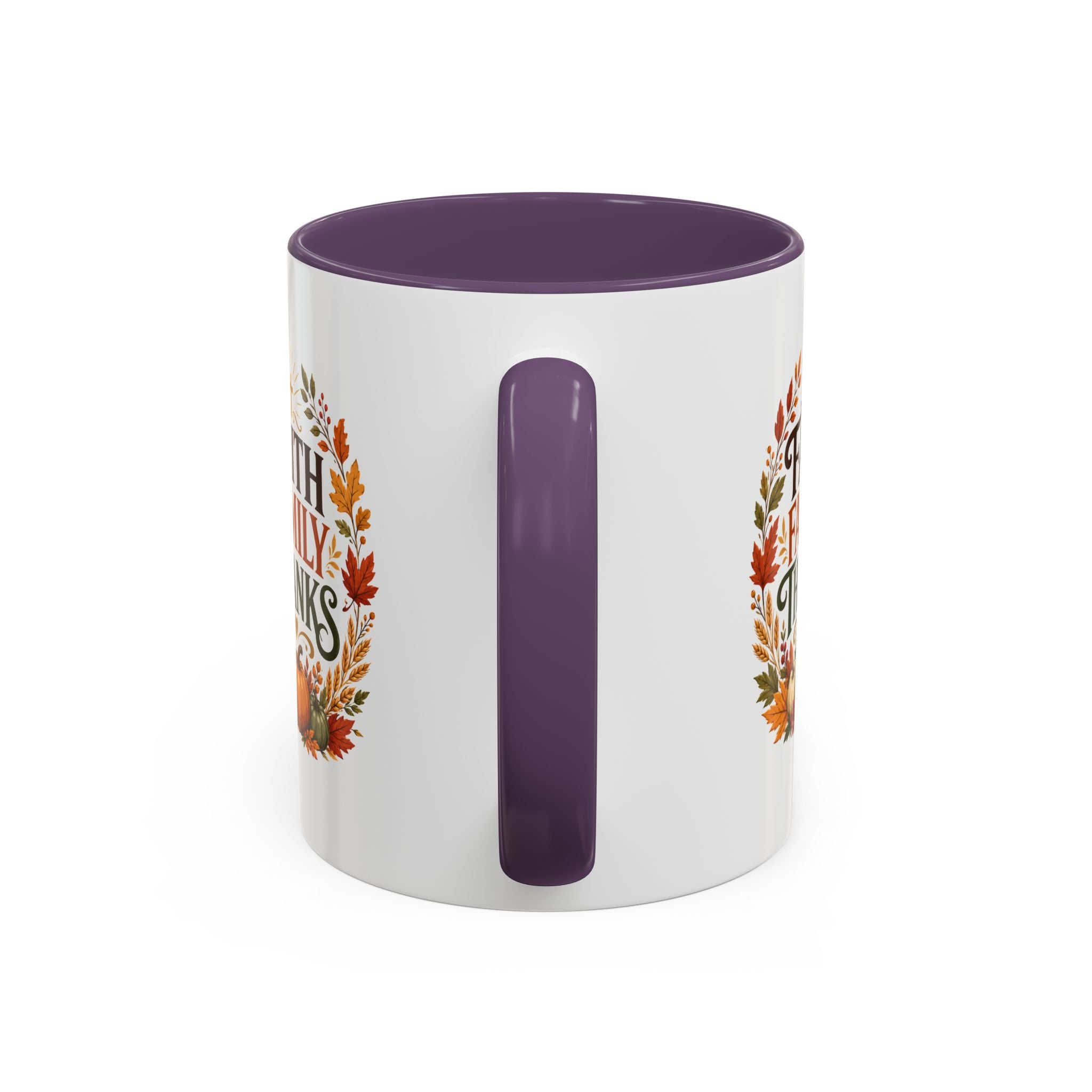 Thanksgiving Mug Faith Family Thanks Accent Coffee Mug — Thanksgiving Pumpkin Fall Leaves