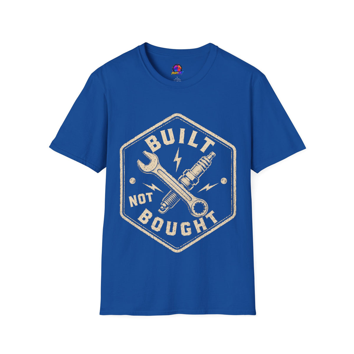 Built Not Bought T-Shirt — Vintage Mechanic Wrench & Spark Plug Tee