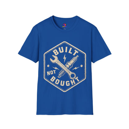 Built Not Bought T-Shirt — Vintage Mechanic Wrench & Spark Plug Tee