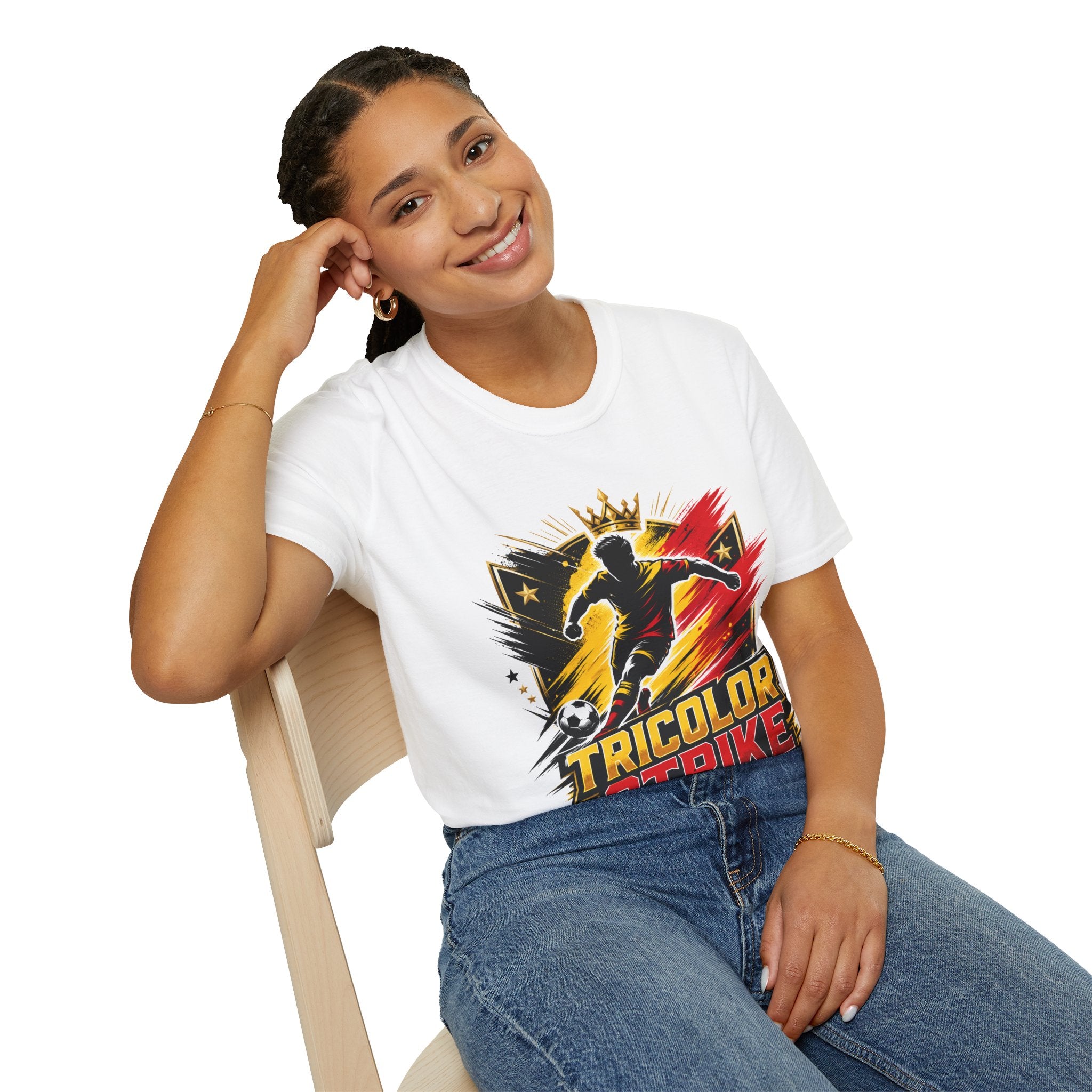 Belgium Soccer T-Shirt — 'Tricolor Strike' Graphic Jersey Tee