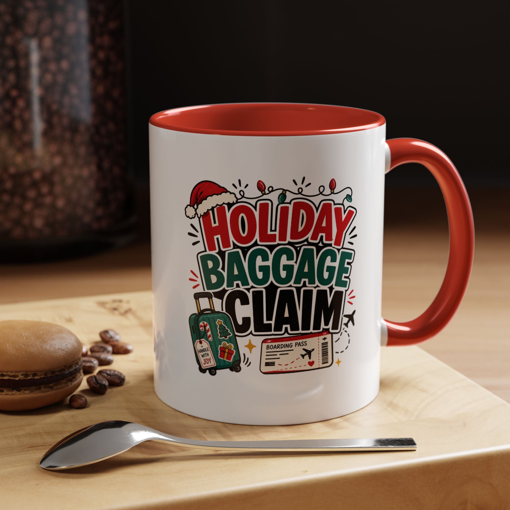 Modern Day Christmas Holiday Baggage Claim Coffee Mug — Funny Christmas Travel Gift (11/15oz)