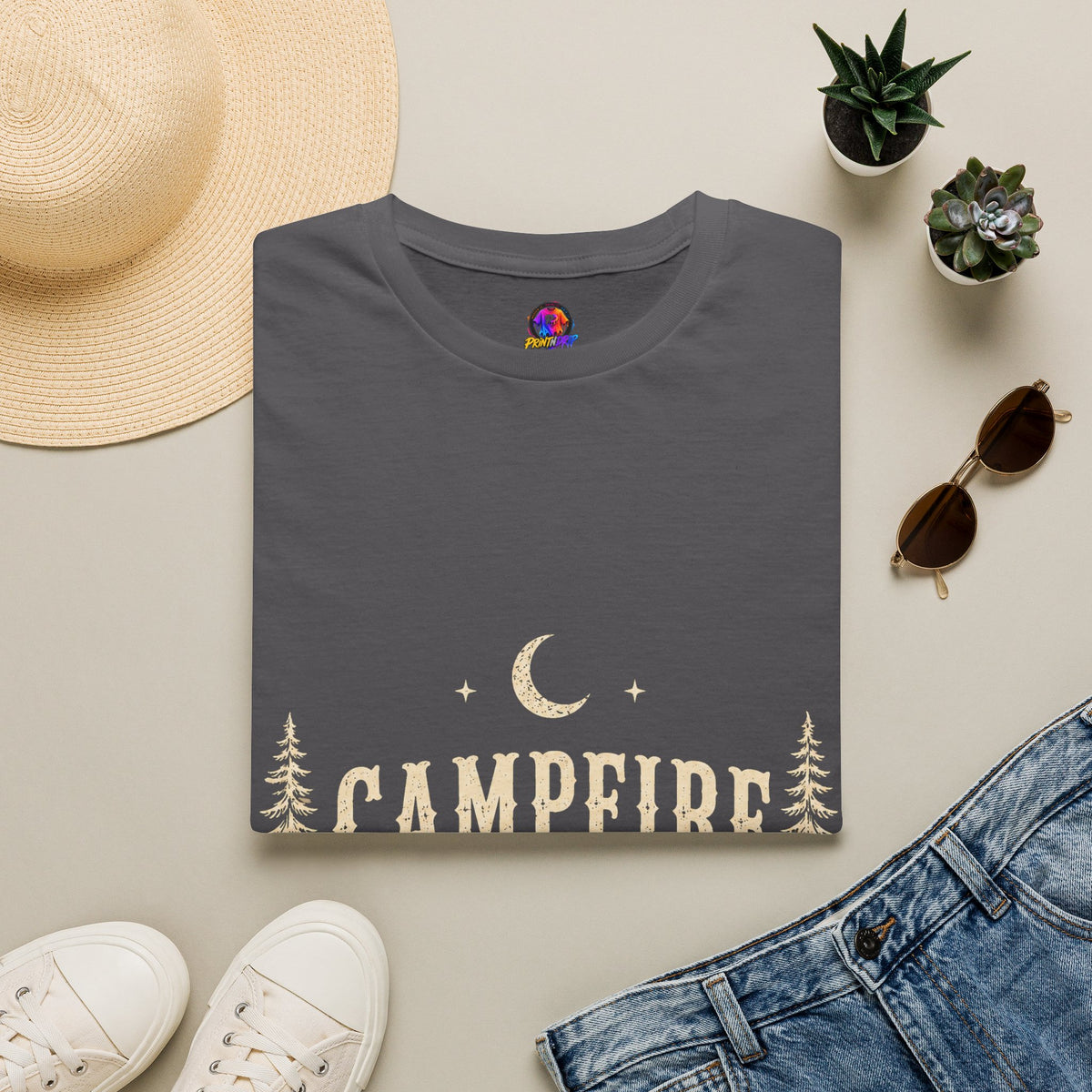 Campfire After Dark T-Shirt — Moonlit Camping Graphic Tee