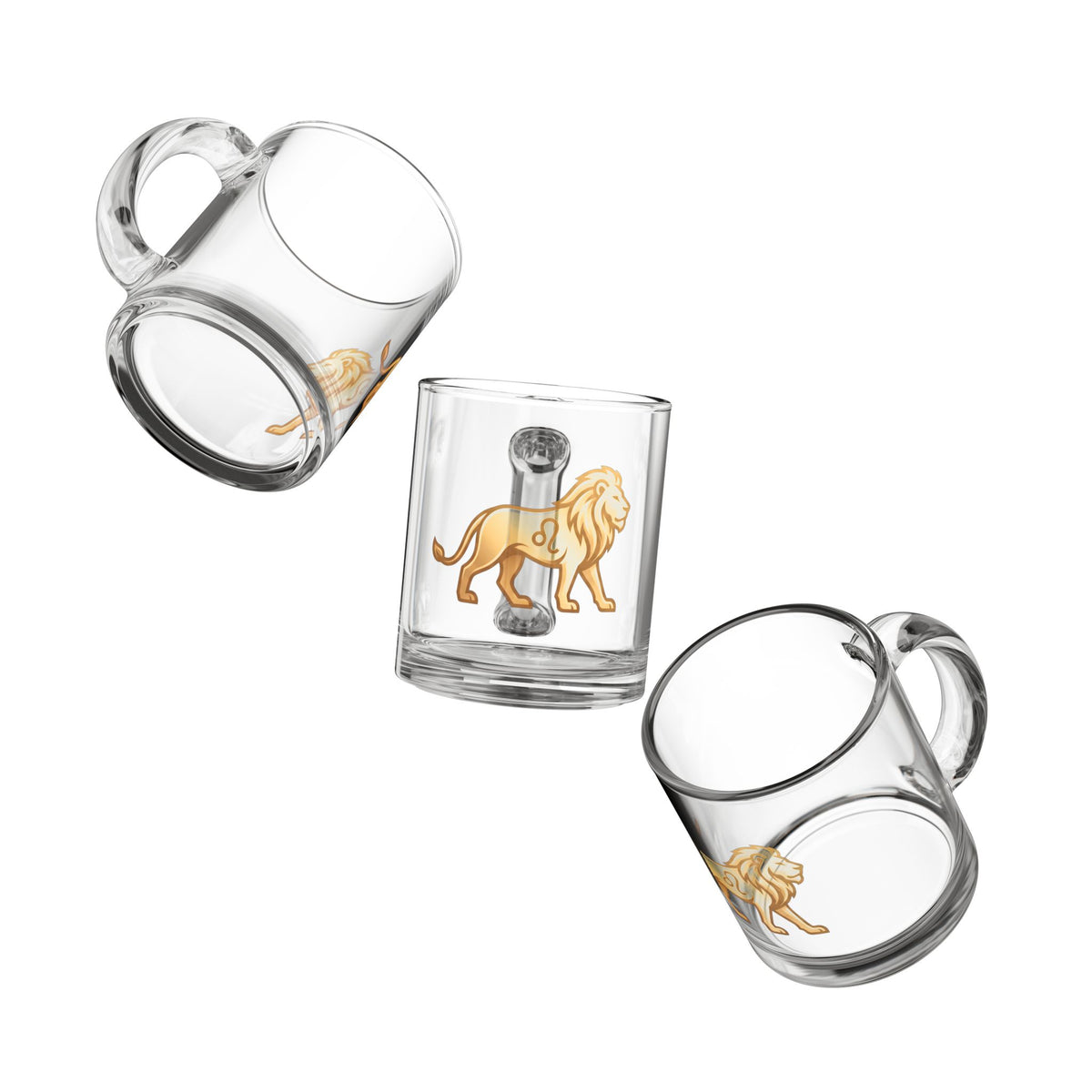Leo Zodiac Glass Mug — 10oz Horoscope Lion Coffee Cup
