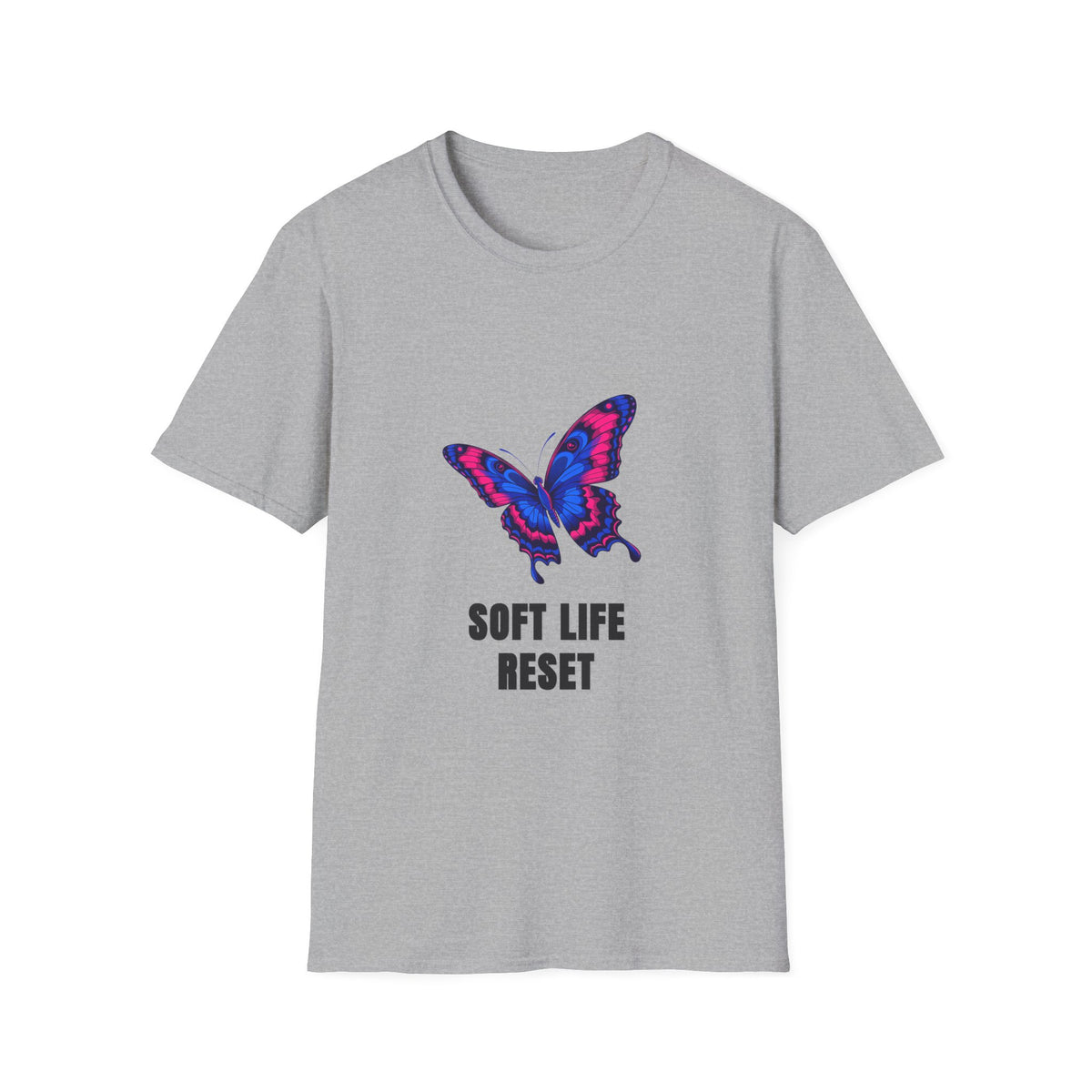 Butterfly 'Soft Life Reset' T-Shirt — Vibrant Pink & Blue Graphic Tee - Trending Now - August 2026