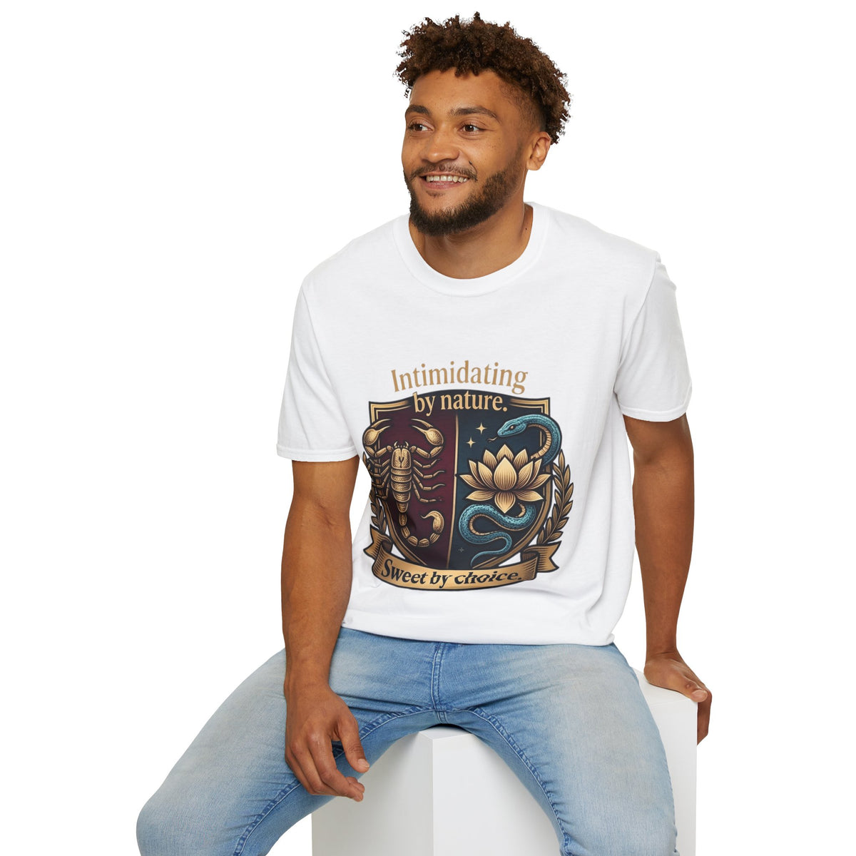 Intimidating by Nature T-Shirt — Scorpion & Snake Badge Design