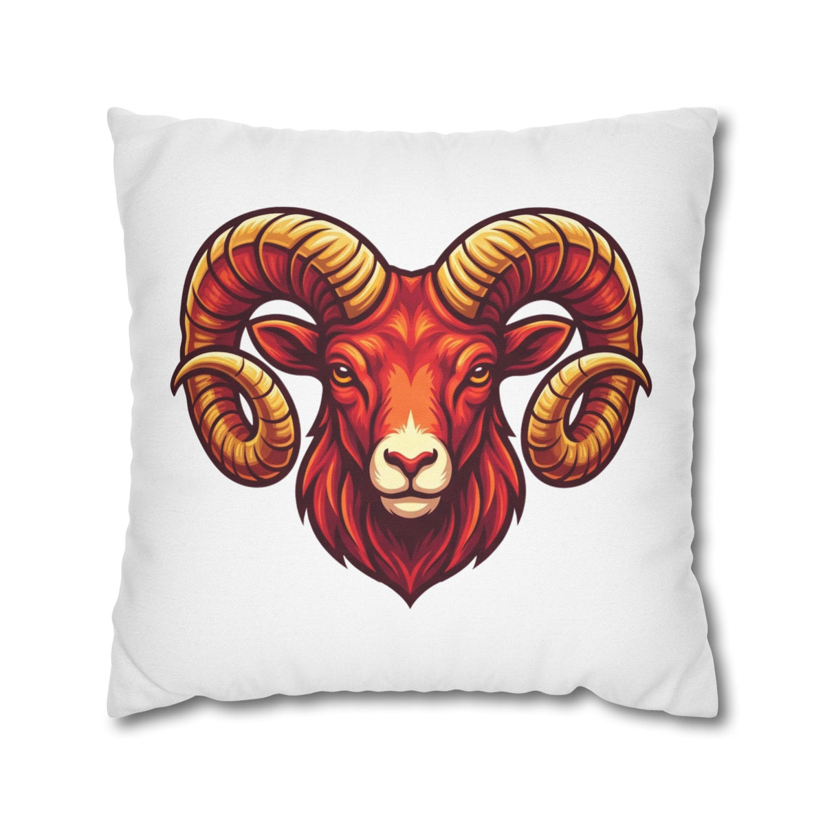 Aries Ram Throw Pillowcase — Bold Zodiac Goat Accent Pillow Cover