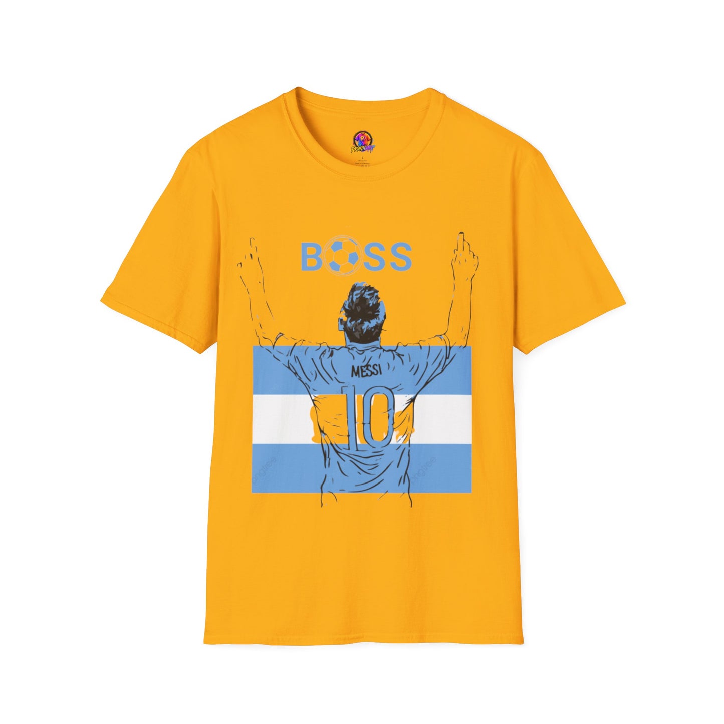 Soccer Boss T‑Shirt — 'BOSS' Striped Football Player Graphic Tee